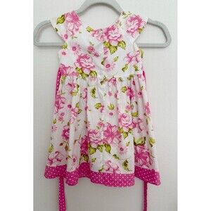 Dollie & Me Children’s Dress Pink  & White Floral With Polka Dot Trim size 4T